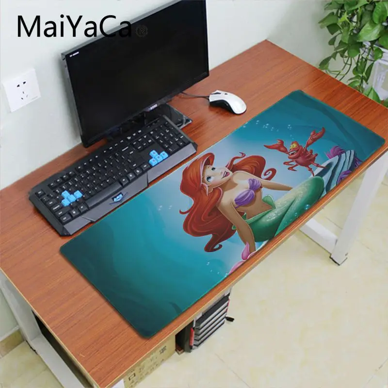 Lock Edge 30x60cm Maiyaca Принцесса Ариэль Русалочка анти-скольжение прочный резиновый Аниме Коврик для мыши 700x300 мм геймер большой Офисный Компьютерный стол коврик - Цвет: Lock Edge 30x60cm