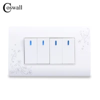 coswall simple style 4 gang 2 way on off wall switch interruptor white color light switch 11470mm ac 110250v c30 118 104m