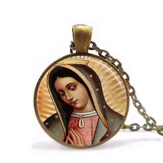 Наш кулон Гваделупа ожерелье Девы Марии святое сердце Религиозное искусство
