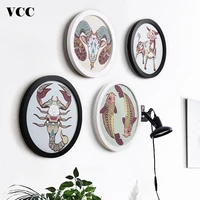 4pcsset round wooden picture frames creative gift wall hanging wood picture holder wall mounted diy poster photo frame round