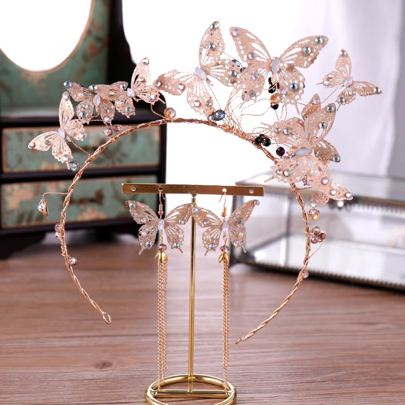 

The New Crystal Clever Butterfly Crown,Bride Wedding Dress Accessories Hairbands