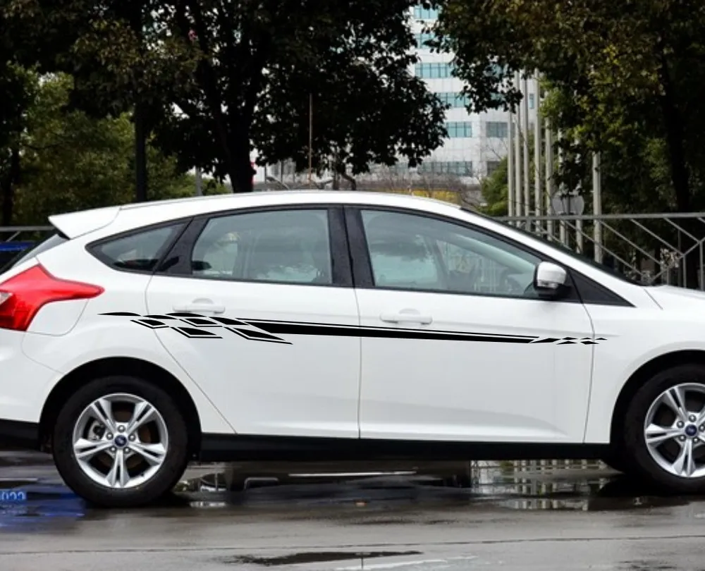 Автомобильная наклейка черные гоночные флаги полоса 92 ''для фокуса виниловая