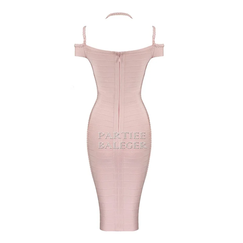 2019 New Arrival Trendy Braided Design Sexy Off The Shoulder Short Sleeveless Backless Celebrity Party Club Bandage Dress | Женская
