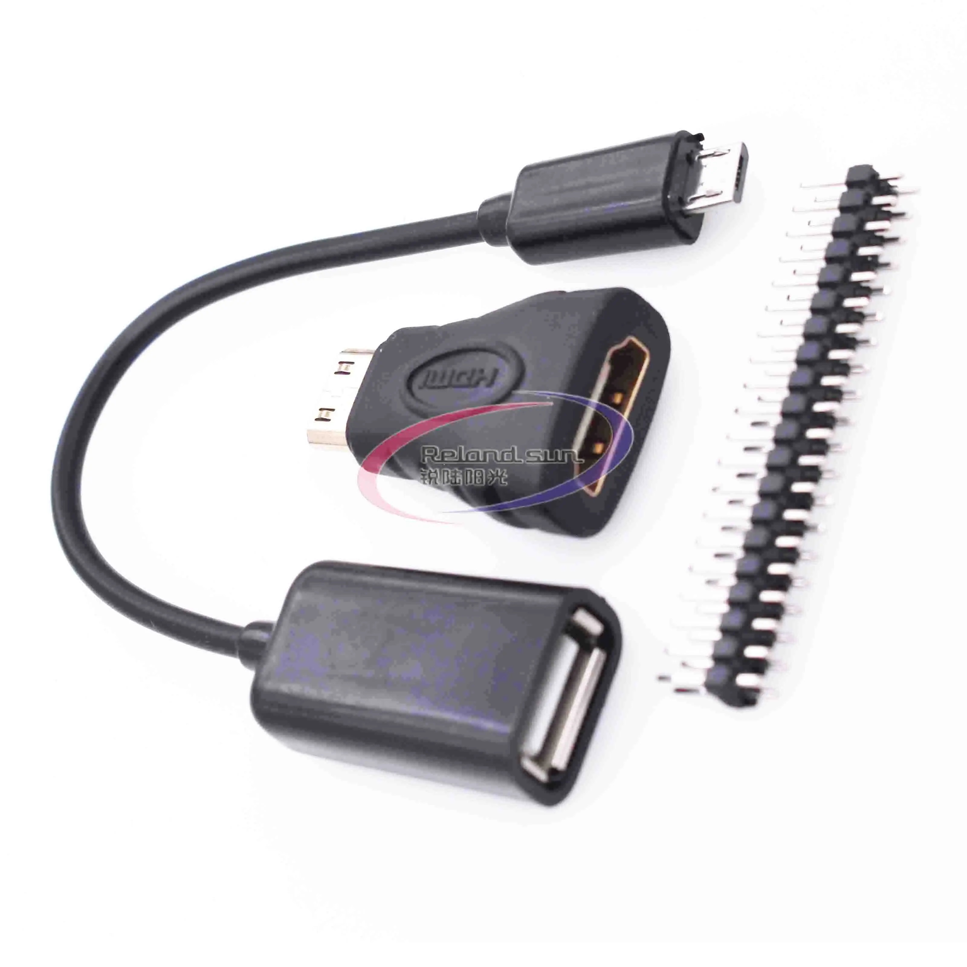 Переходник Mini HDMI/HDMI Raspberry Pi Zero W 3 в 1 гнездовой кабель Micro USB и штекер GPIO |
