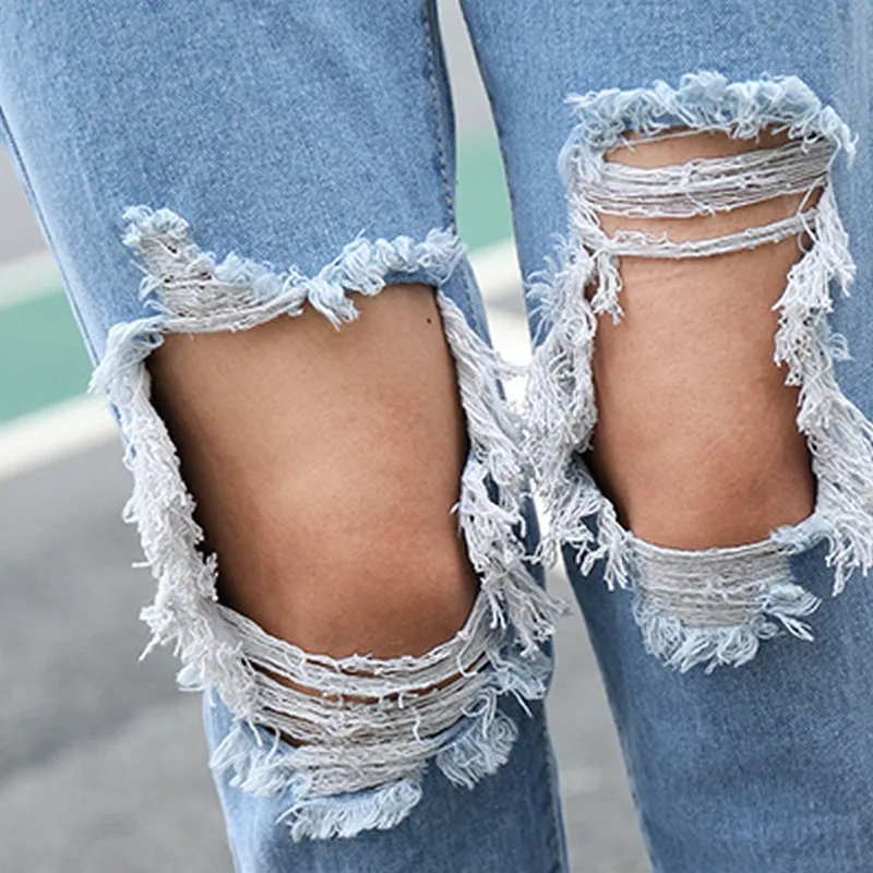 Новые рваные с высокой талией джинсы женские летние корейские потертые подол по