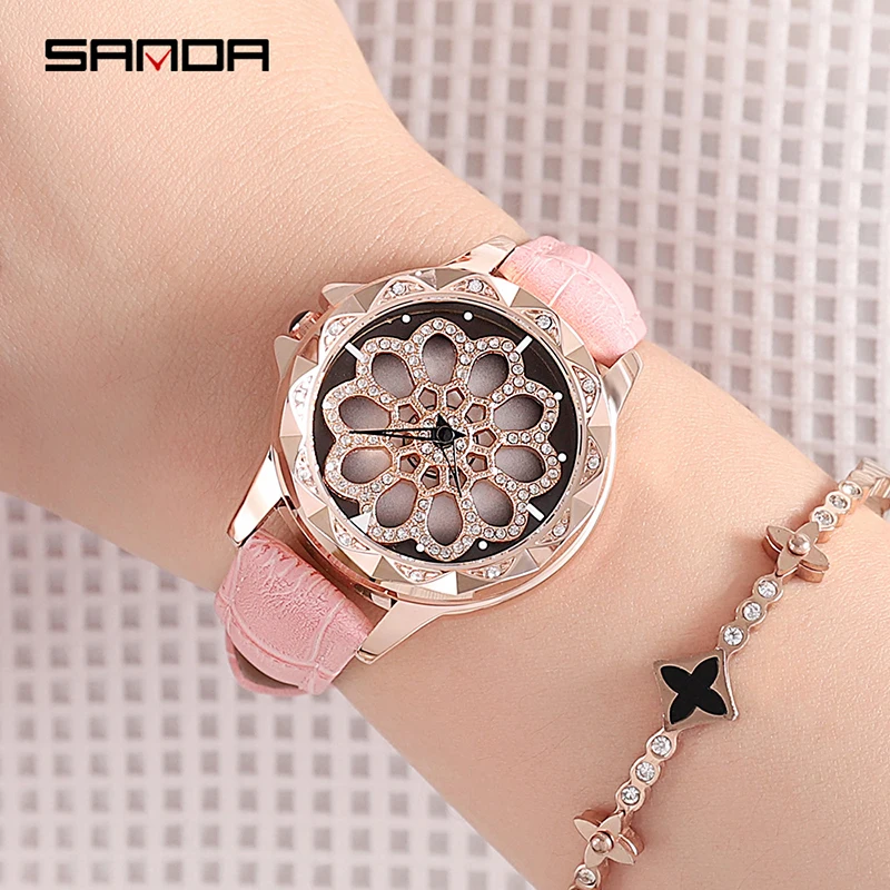SANDA Стразы женские часы под платье с бриллиантами роскошные брендовые наручные