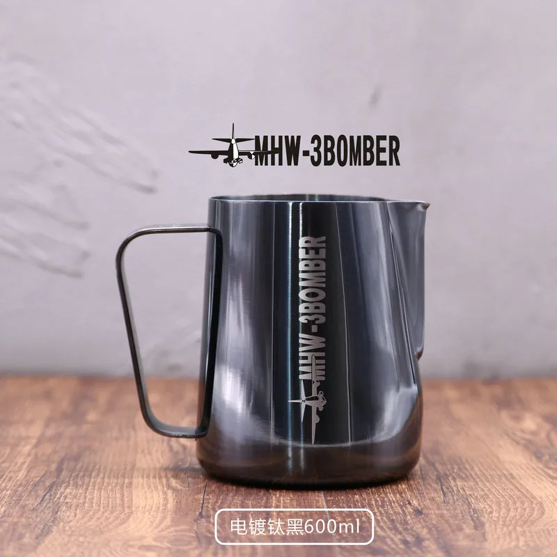 Black 600ml Нержавеющая сталь Кувшин для вспенивания молока эспрессо кофе бариста ремесло латте искусство Профессиональный кофе конкурс Молоко Крем кружка - Цвет: Black 600ml