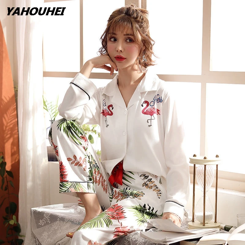 KS 2zihonghe white Новинка года; сезон осень; Брендовые женские пижамные комплекты с рисунками животных; одежда для сна больших размеров для девочек; женские пижамные костюмы; домашняя одежда; Пижама для женщин - Цвет: KS 2zihonghe white