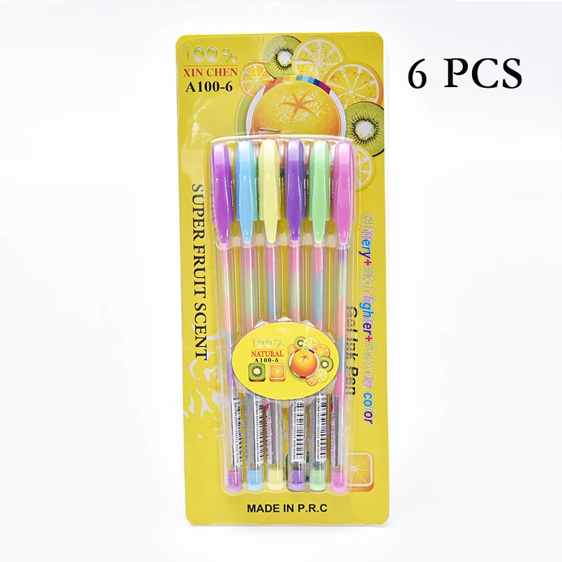 6 Pcs package B 6/8 шт. Радужная ручка комплект творческий блеск флэш-памяти ручка воды мел маркер гелевые ручки для рисования граффити ручка 0,8 мм Школьные принадлежности - Цвет: 6 Pcs package B