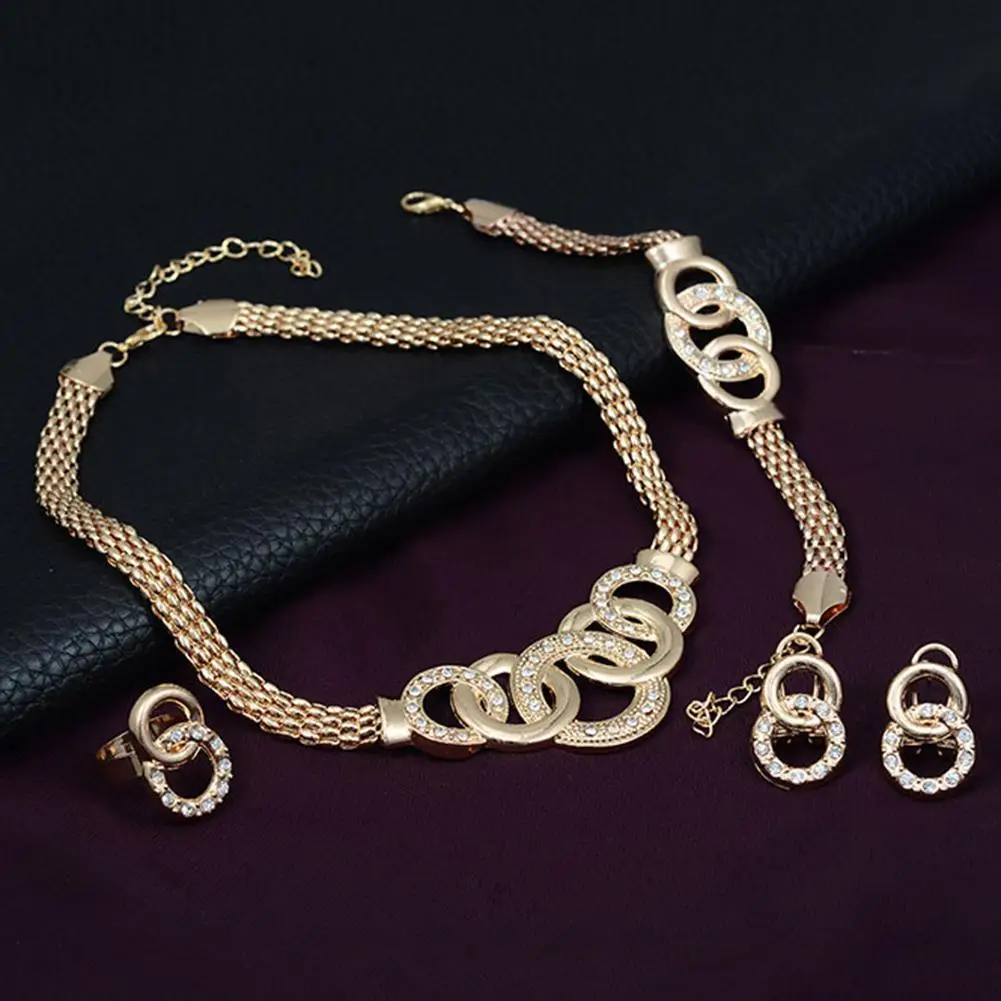 Классический набор украшений для женщин золотого цвета прозрачный элегантный