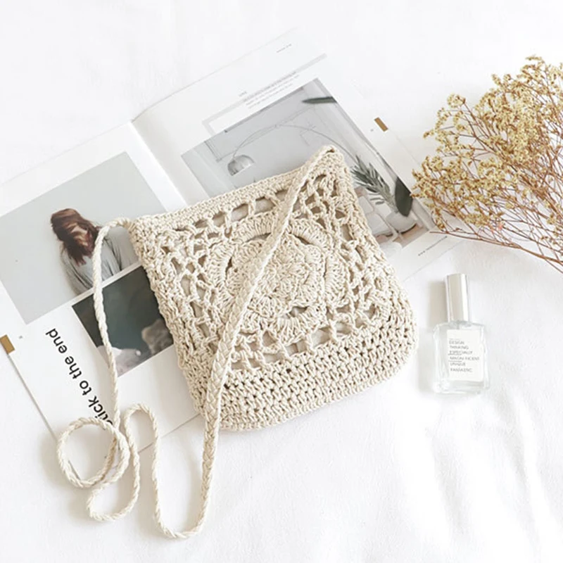 Женские сумки мессенджеры тканые через одно плечо Пляжная Повседневная