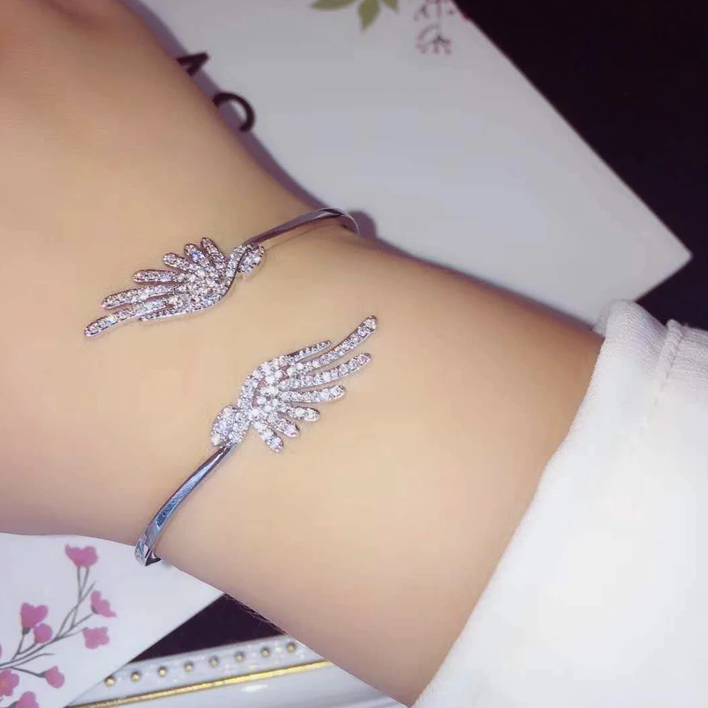 HIBRIDE новый микро CZ Pave перо Форма браслеты на запястье и Браслеты Pulseiras для женщин