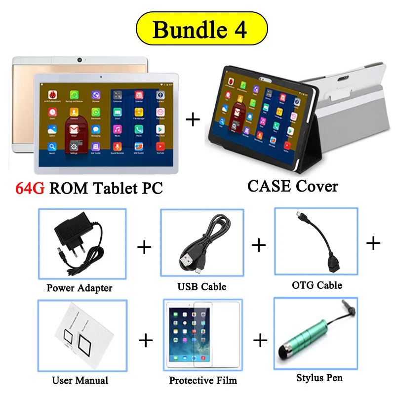 64GB TAB ADD CASE Новинка, 10 дюймов, 3G, 4G, LTE, планшетный ПК, четыре ядра, 1280x800, ips HD, 8,0 МП, wifi, 4 Гб ram, 64 ГБ rom, Android 10,1, A-GPS, телефон, планшеты,+ подарок - Комплект: 64GB TAB ADD CASE