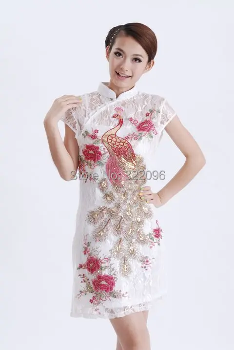 Шанхай история Павлин платья высокого класса Восточный Феникс Cheongsam китайские