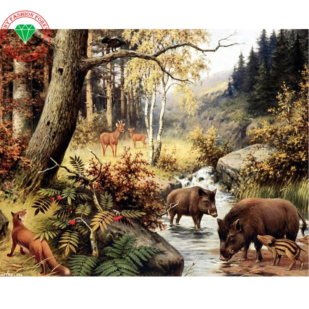 Алмазная 5D Вышивка сделай сам вышивка крестиком мозаика пейзаж лес натуральный