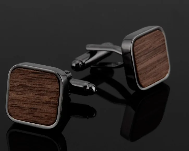 20 пар/лот черный орехового дерева запонки из натурального инкрустированный