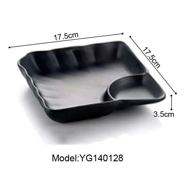YG140128 Black Frost Porcelain Imitation Rectangle Dish With Sauce Lattice Dinnerware Dinner Plate Japanese Cuisine Restaurant Tableware - Color: YG140128