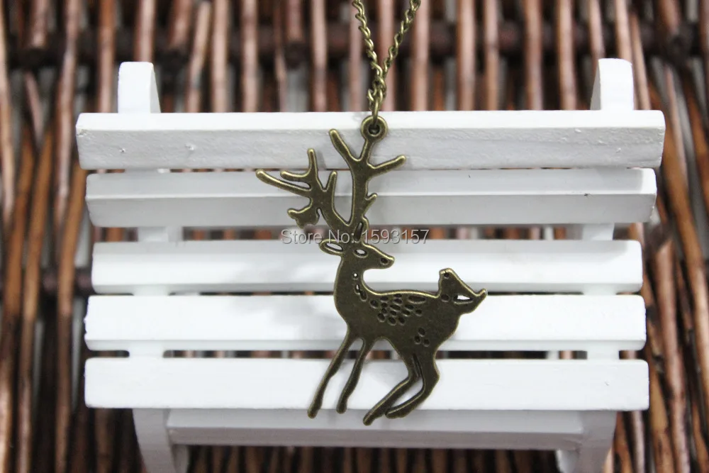 Retro bronze deer necklace so lovely best gift for your friend and lover double sides | Украшения и аксессуары