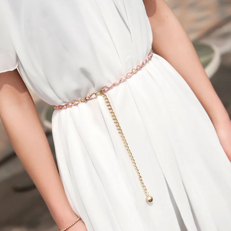 2017 новая мода металлическая жемчужная цепочка для платья милые яркие цвета