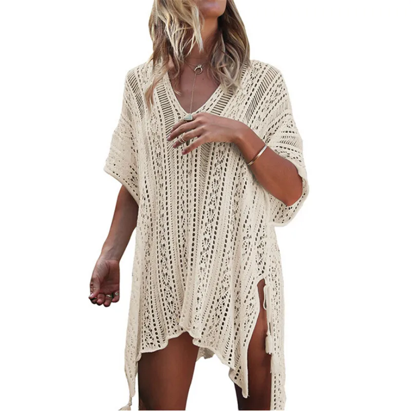 Женская пляжная одежда ITFABS накидка на бикини ажурное Сексуальное Женское Платье