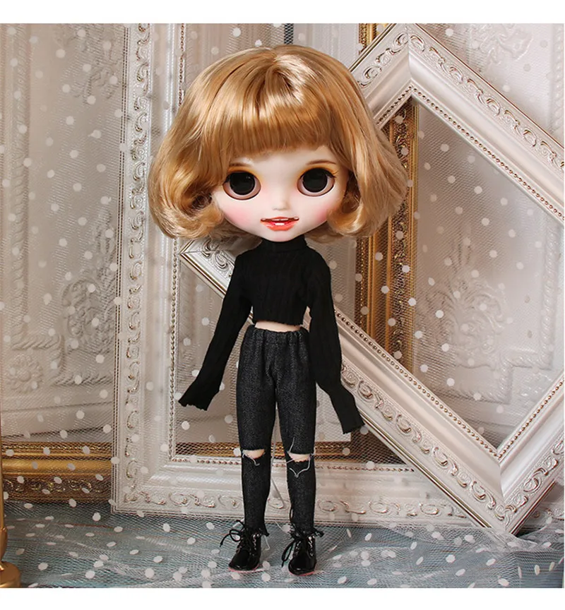 Ледяной обнаженный Blyth кукла для серии № BL2240/3227 медовый каштановый волос резные Губы Улыбка матовое лицо соединение тела 1/6 bjd