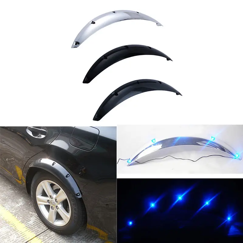 

2PCS LED Light Body Kits Fender Flare Car LED Wheel Eyebrow Sticker Universal