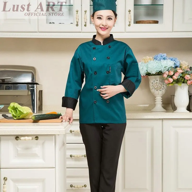 Шеф-повара КУРТКА шеф-повара униформа для женщин Повара кухни цвета Высокое