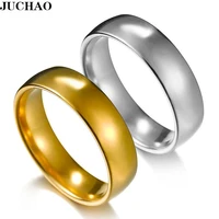 juchao titanium steel gold anti allergy smooth simple wedding couples rings bijouterie for man or woman gift new 2020