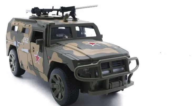 1:32 модель внедорожника из сплава, военный бронированный автомобиль с тигром, 4 двери, металлический светильник, игрушка со звуком