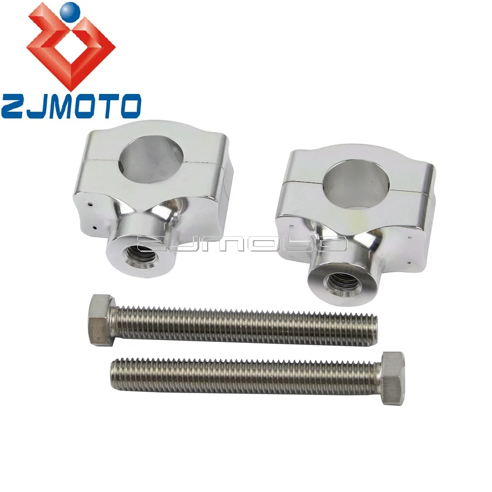 

Motorcycle Silver 1" Handlebar Low Riser Clamps For Harley Honda Yamaha Cafe Racer Cruiser Custom 25MM Bar Risers