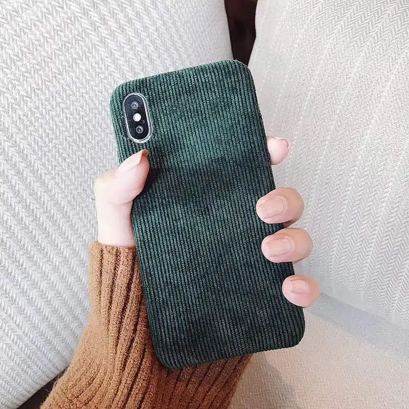 green Модный зимний теплый пушистый чехол для телефона s для iphone 11 Pro Max, мягкий чехол для iphone 6 6S 7 8 Plus X XR XS MAX, тканевый плюшевый чехол - Цвет: green