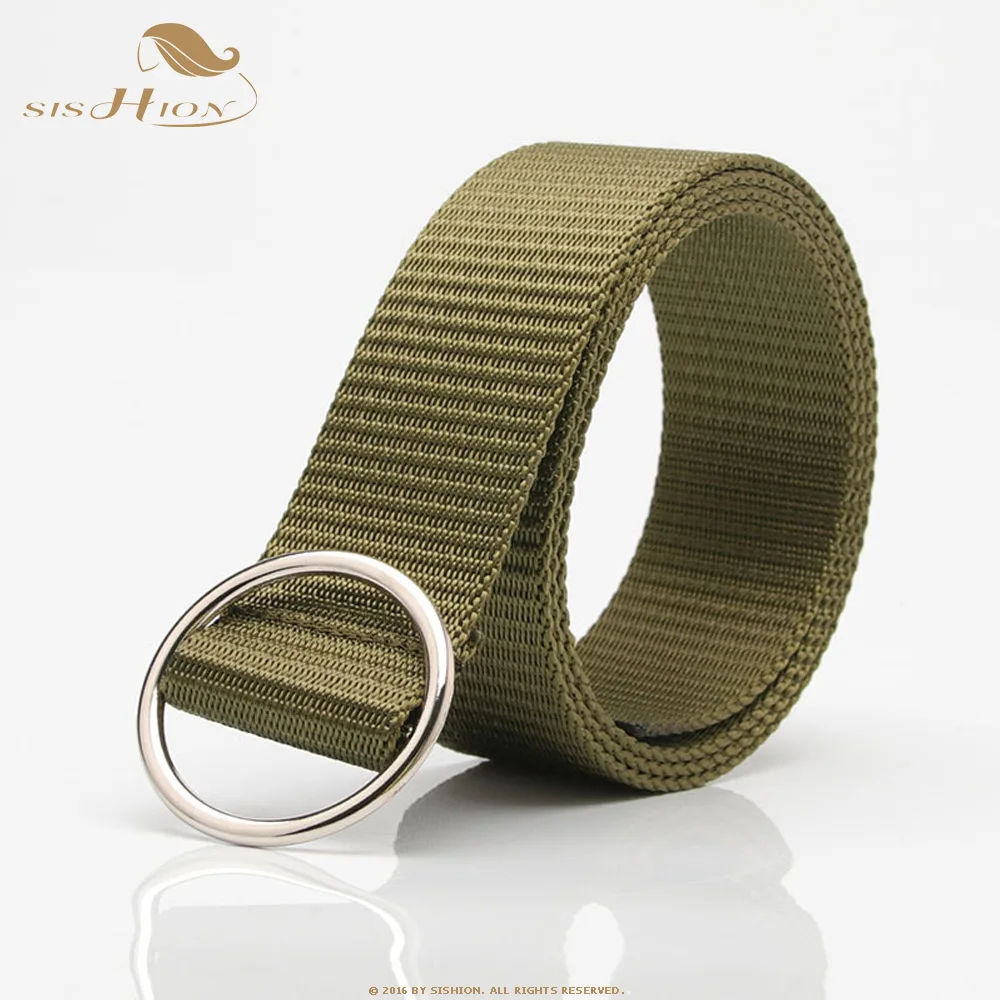 

SISHION Fashion solid color canvas belts for unisex round knot casual wear pants tide thin belt SP0171