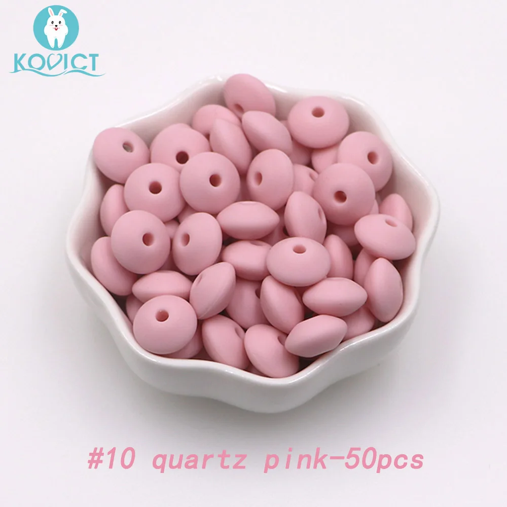 NO.10 50pcs Kovict 50 шт./лот Детские чечевицы, силиконовые бусины, чечевица, 12 мм, детский прорезыватель, сделай сам, пустышка, зажим на цепочке - Цвет: NO.10 50pcs