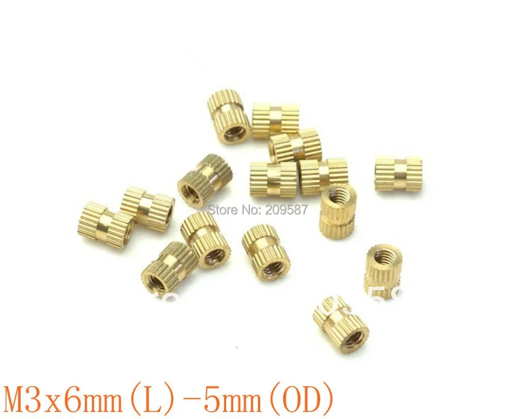 

100pcs Brass Knurl Nuts M3x6mm(L)-5mm(OD) Metric Threaded insert