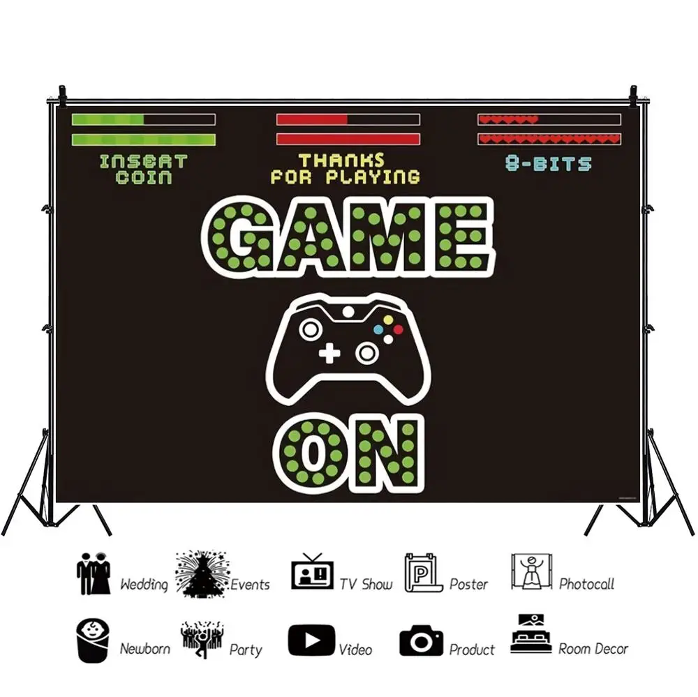 Laeacco Baby Kid Play Games Black White TV 80's Party Poster Photo Backgrounds Photography Backdrops Photocall Studio | Электроника