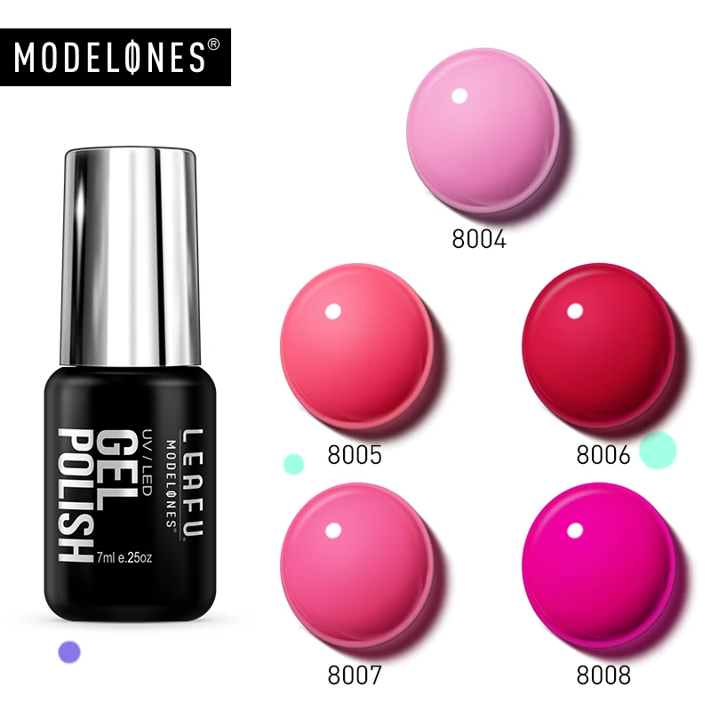 Modelones 5 шт./лот набор розовых цветных светодиодных гель лаков для ногтей