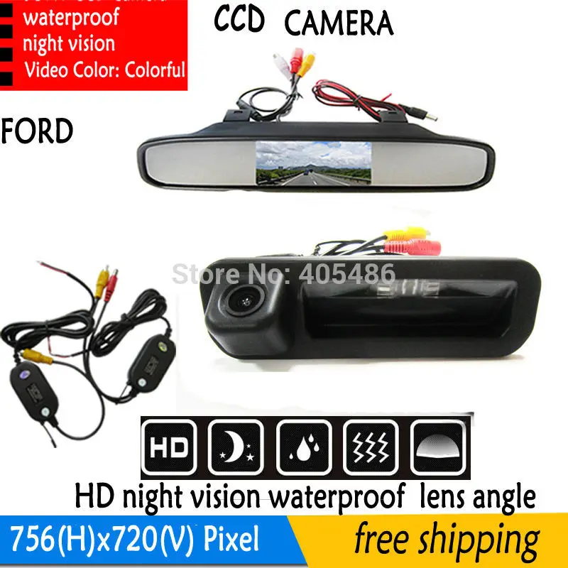 Светильник багажника ночного видения CCD Автомобильная камера заднего вида + 4 3