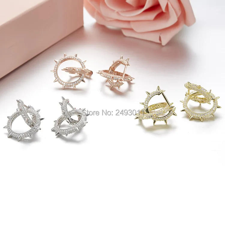 Европа панк Мода 925 стерлингов серебряные ювелирные изделия oorbellen два небольших