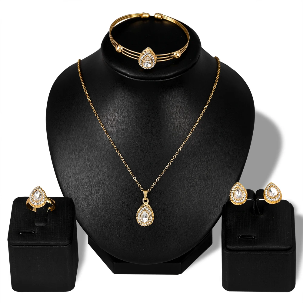 Модные стразы набор украшений для женщин ожерелье серьги браслеты Лето День