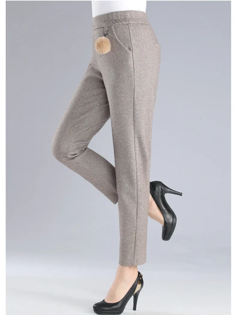 XJXKS pantaloni donna, высококачественные теплые женские штаны-шаровары, удобные модные однотонные повседневные женские брюки с украшением