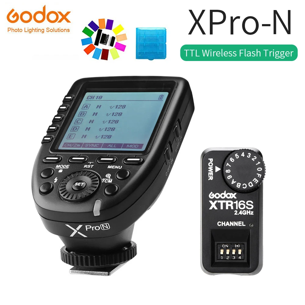 Godox XPro-N i-TTL II 2.4G Wireless X System HSS LCD Screen Transmitter + XTR-16S Receiver for Nikon Camera V860C V850C | Электроника