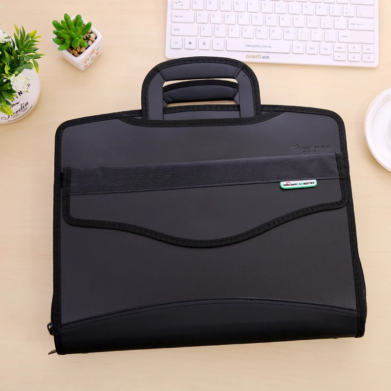 A4 Black Canvas Office Expanding File Folder Holder Organizer Handbag Storage Supplies | Канцтовары для офиса и дома