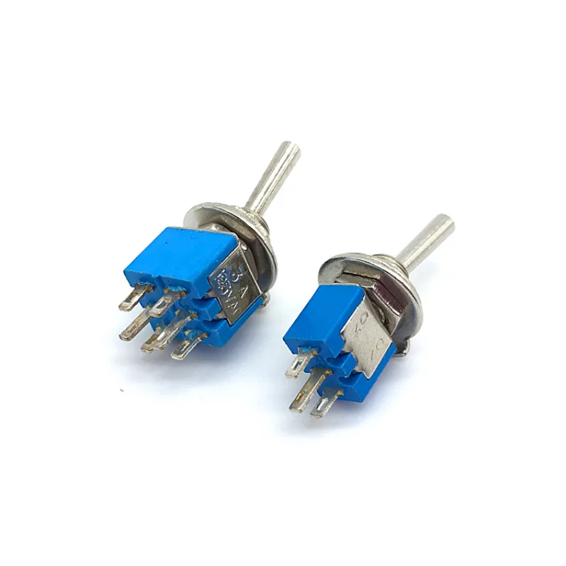 10 шт. 125 V/3A SPDT 3-контактный DPDT 6Pin Вкл/на 2 Позиции Мини тумблер синий
