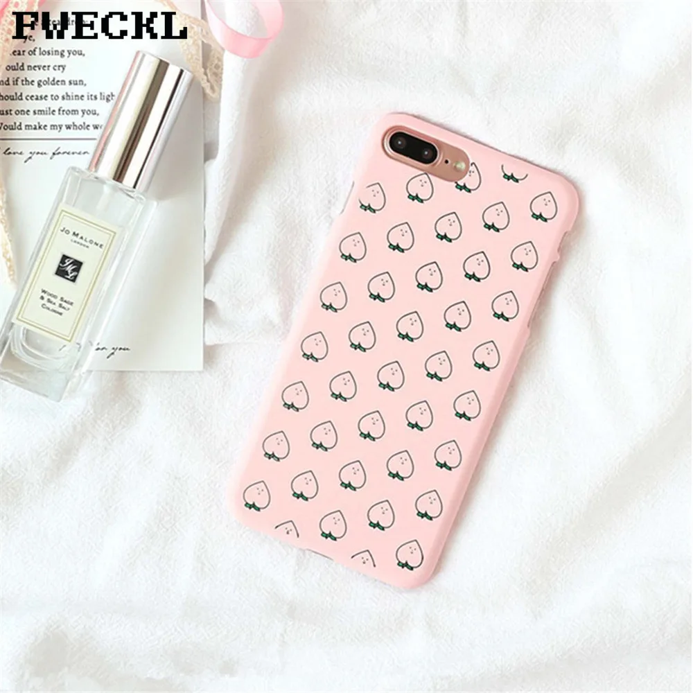 Lovely Cartoon Peach Smiley face Ultra Thin Matte Hard PC Phone Case For iPhone 5 5S SE 6 6S 7 8 Plus X 10 Shell Capa |