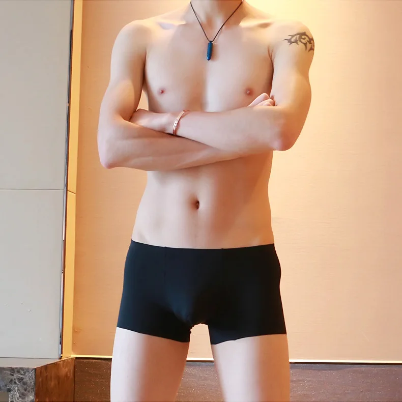 Сексуальное мужское нижнее белье боксеры шорты тонкие шелковые трусы мужские