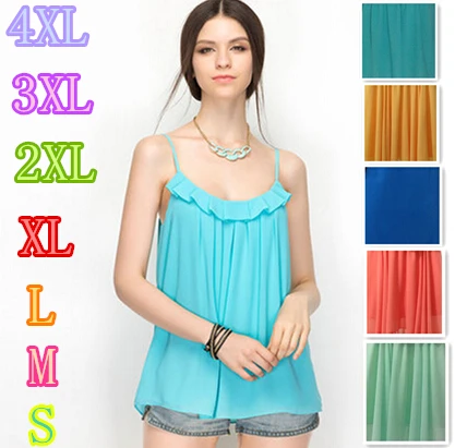 Женская блузка спагетти сексуальная шифоновая размера плюс повседневная