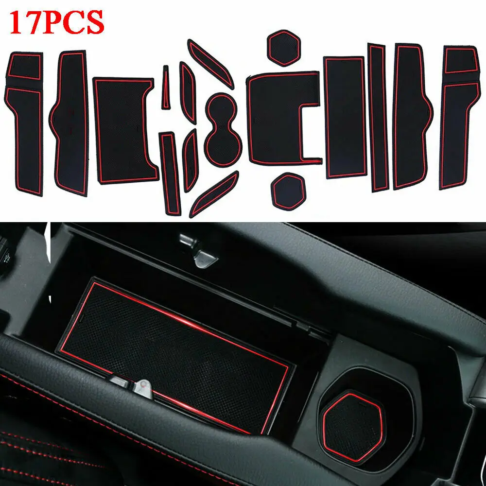 

17pcs/Set Rubber Interior Car Door Slot Pad Cup Holder Mat Trim Cover Dust Proof For Honda Civic 10th 2016-2018