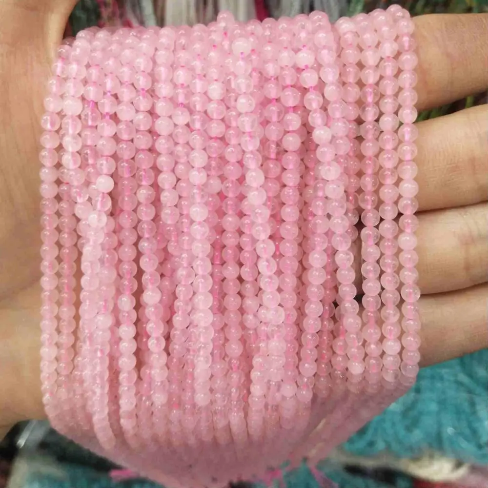 Rose Pink Quartz 2 мм 3 мм круглые бусины из натурального камня розовый кварц аметисты лазурит Агаты бусины для изготовления ювелирных изделий Для Бисероплетения DIY браслет - Color: Rose Pink Quartz
