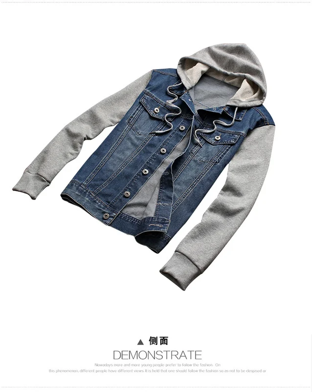 Denim Jacket Men Hooded Sportswear Outdoors Casual Fashion Jeans Jackets Hoodies Cowboy Mens and Coat | Мужская одежда