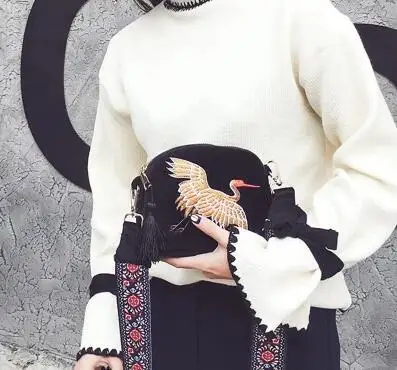 Модная Бархатная мини сумка с вышивкой Herald на плечо ремешком дизайнерская